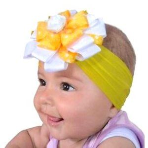 Baby Headband, Girl's Hairband Yellow with White Rose